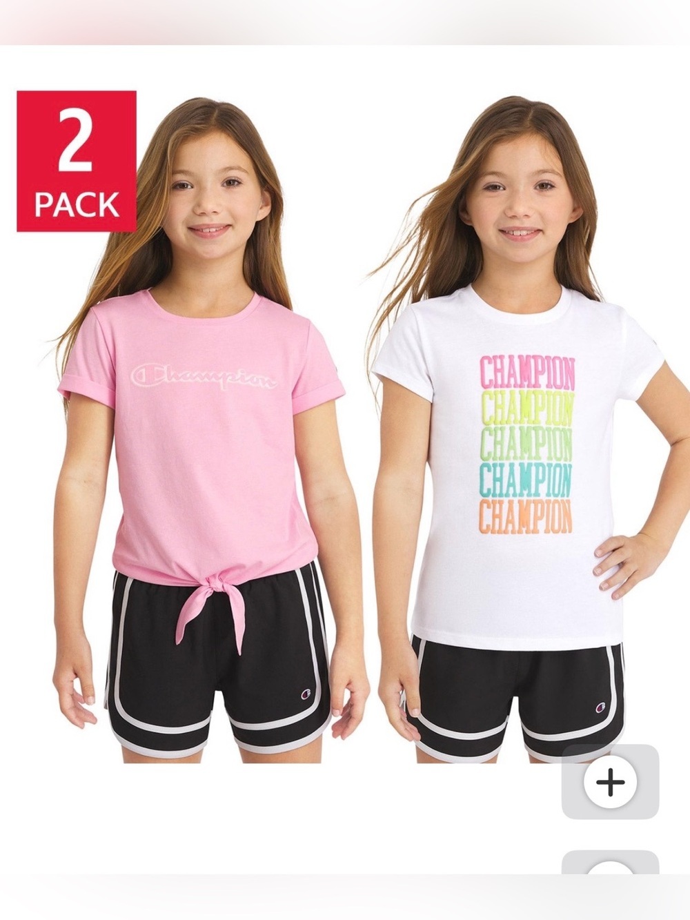 Champion Girls 2-Pack Pink & White Short Sleeve Tee Set